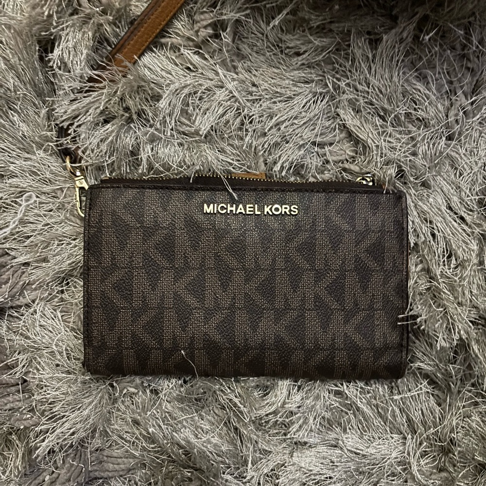 Michael Kors Dark Brown Logo Wristlet